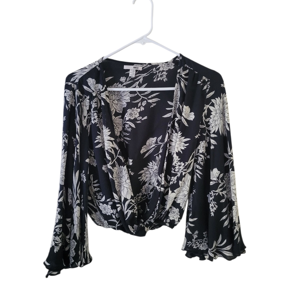 Amuse Society Black & White Floral Top - Picture 2 of 6